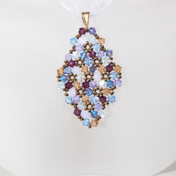 Pendant 30cm - Shea Rhombus M-Violet Organza - Pendant 30cm - Laiton bronze
